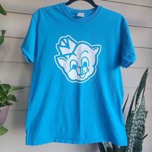 Vintage Pigly Wiggly  I'm Big On The Pig Unisex Blue Medium Graphic Tee